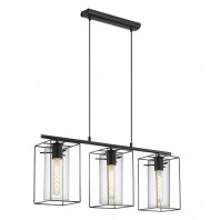 Eglo-Loncino Interior pendant light - Black/Smoke Glass Shade